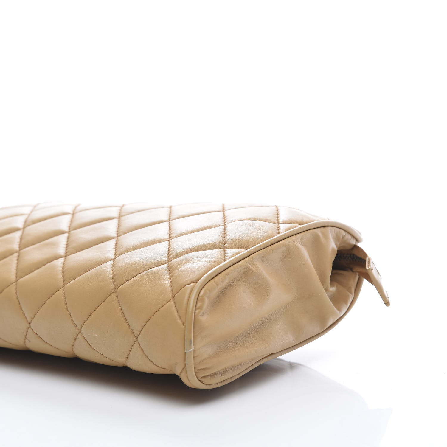 Chanel Lambskin Quilted Cosmetic Zip Pouch Beige 10 of 12