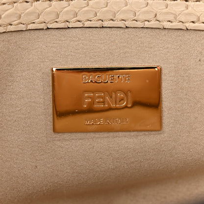 Fendi Snakeskin Floral Stitched Baguette Latte Multicolor 6 of 11