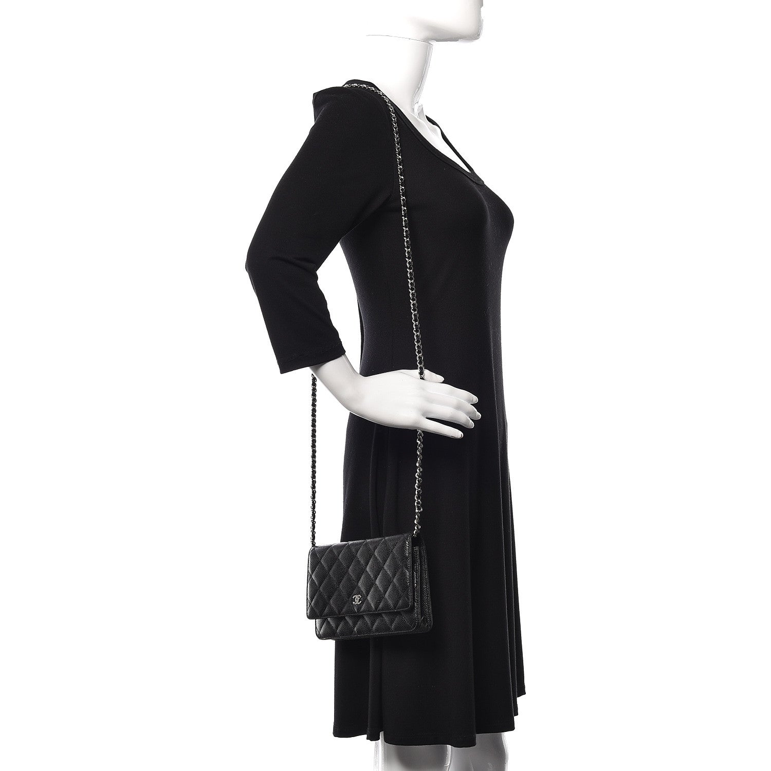 Chanel Caviar Quilted Wallet On Chain WOC Black 2 of 12