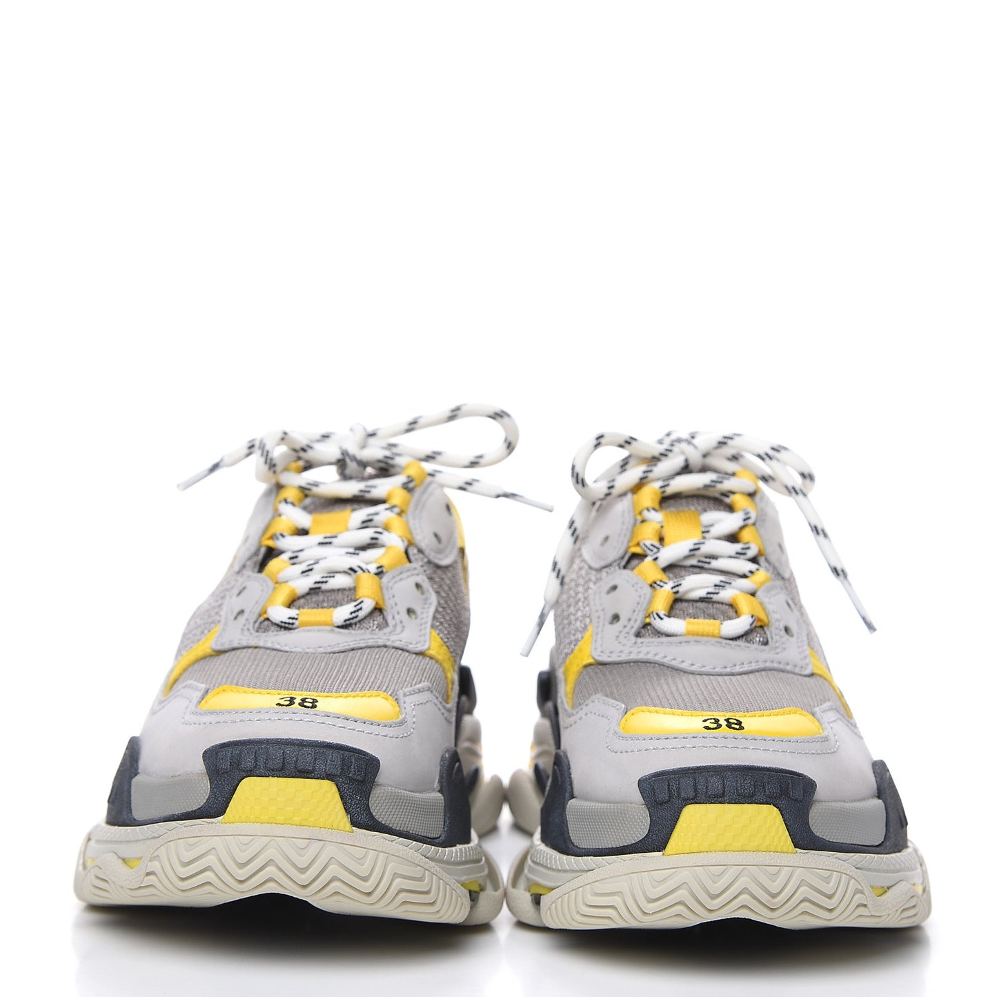 Fabric Mesh Womens Triple S Sneakers 38 Yellow Grey White