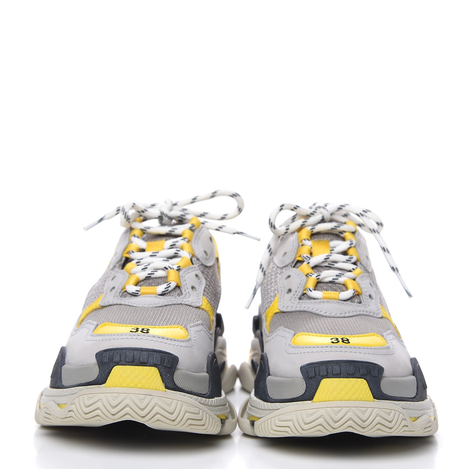 Balenciaga Fabric Mesh Womens Triple S Sneakers 38 Yellow Grey White 2 of 6