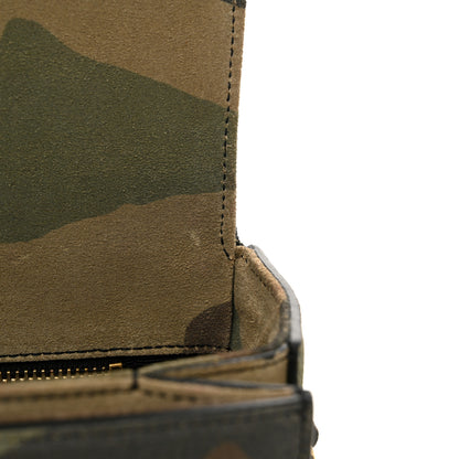 Saint Laurent Suede Monogram University Camouflage Shoulder Bag Green 11 of 12
