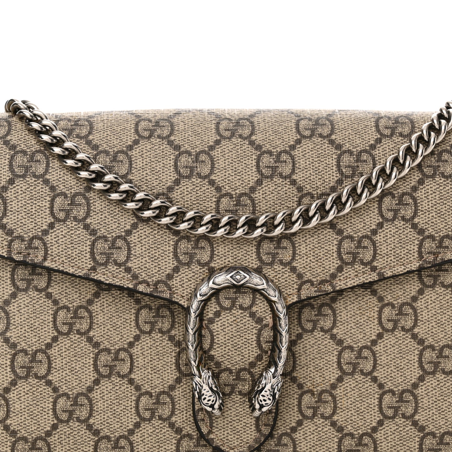 GG Supreme Monogram Mini Dionysus Chain Wallet Beige Taupe