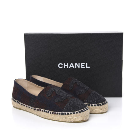 Chanel Plaid Wool CC Espadrilles 39 Navy Dark Red 13 of 13