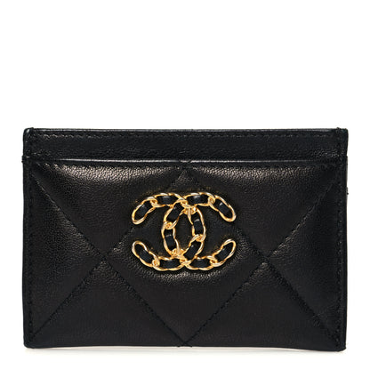 Chanel Lambskin Quilted Chanel 19 Card Holder Black 1 of 9