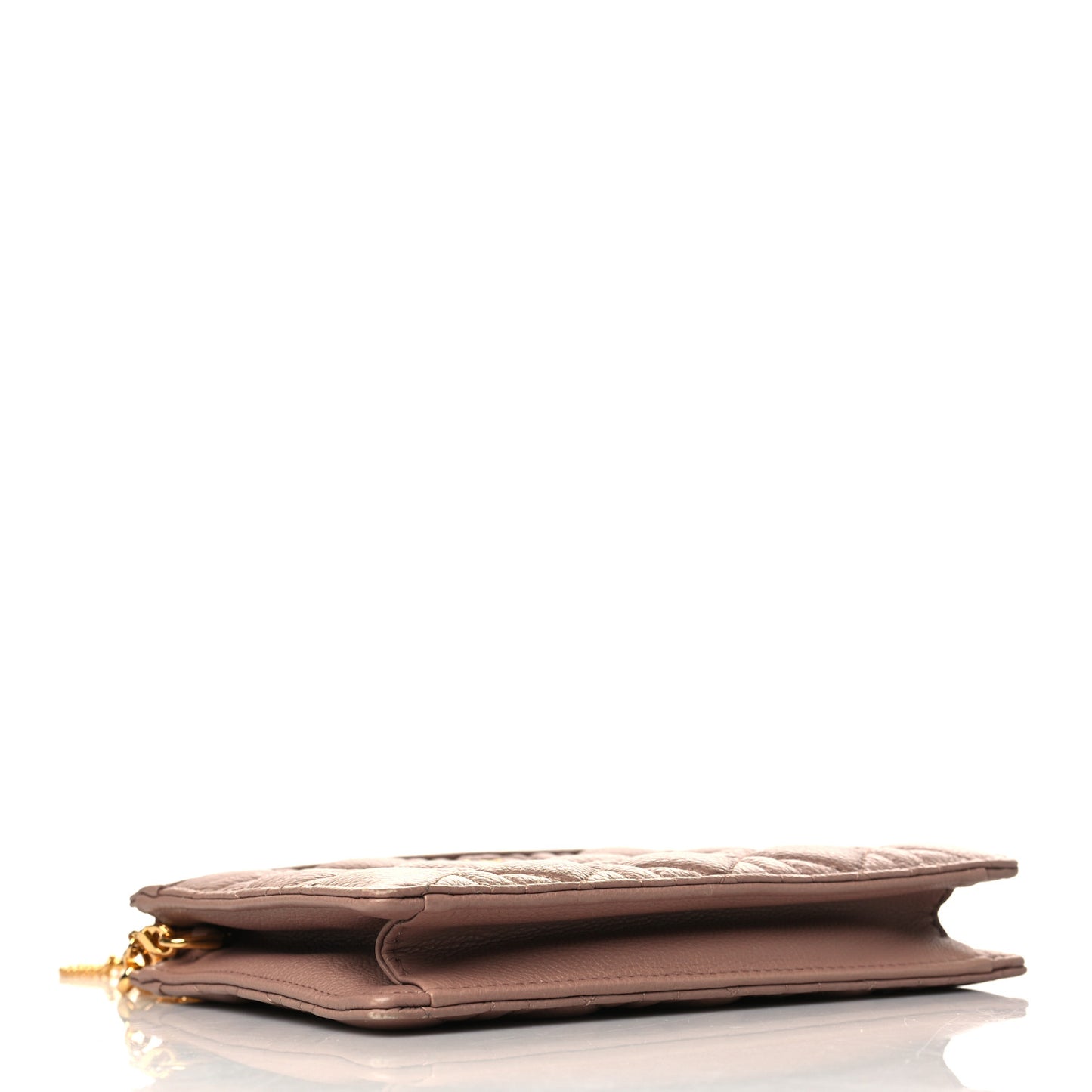 Calfskin Cannage Caro Zipped Pouch With Chain Fard