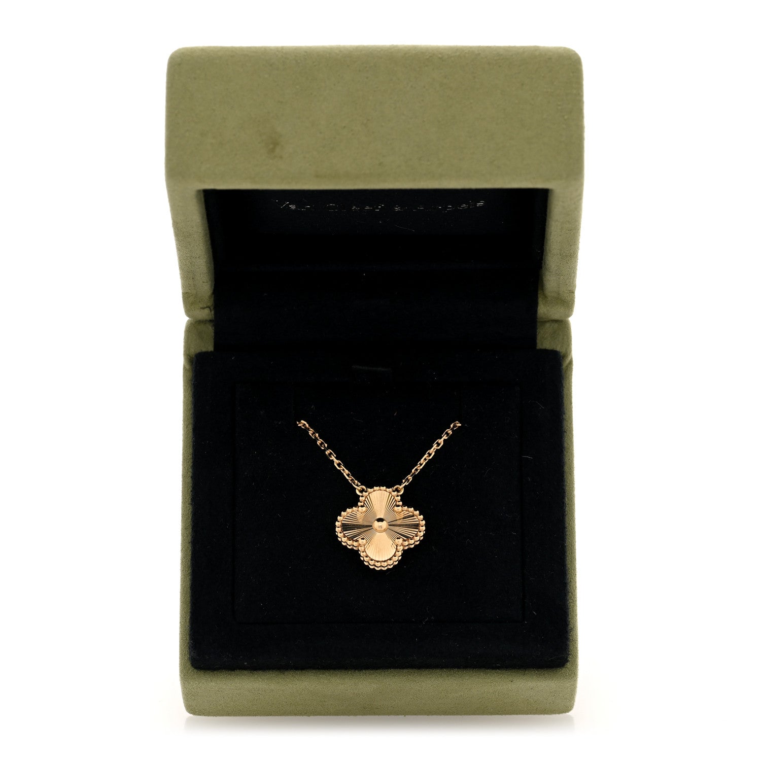 Van Cleef & Arpels 18K Yellow Gold Guilloche Vintage Alhambra Pendant Necklace 5 of 5