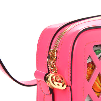 Gucci Canvas Calfskin Flora Infinity Cutout Shoulder Bag Fuchsia 10 of 10