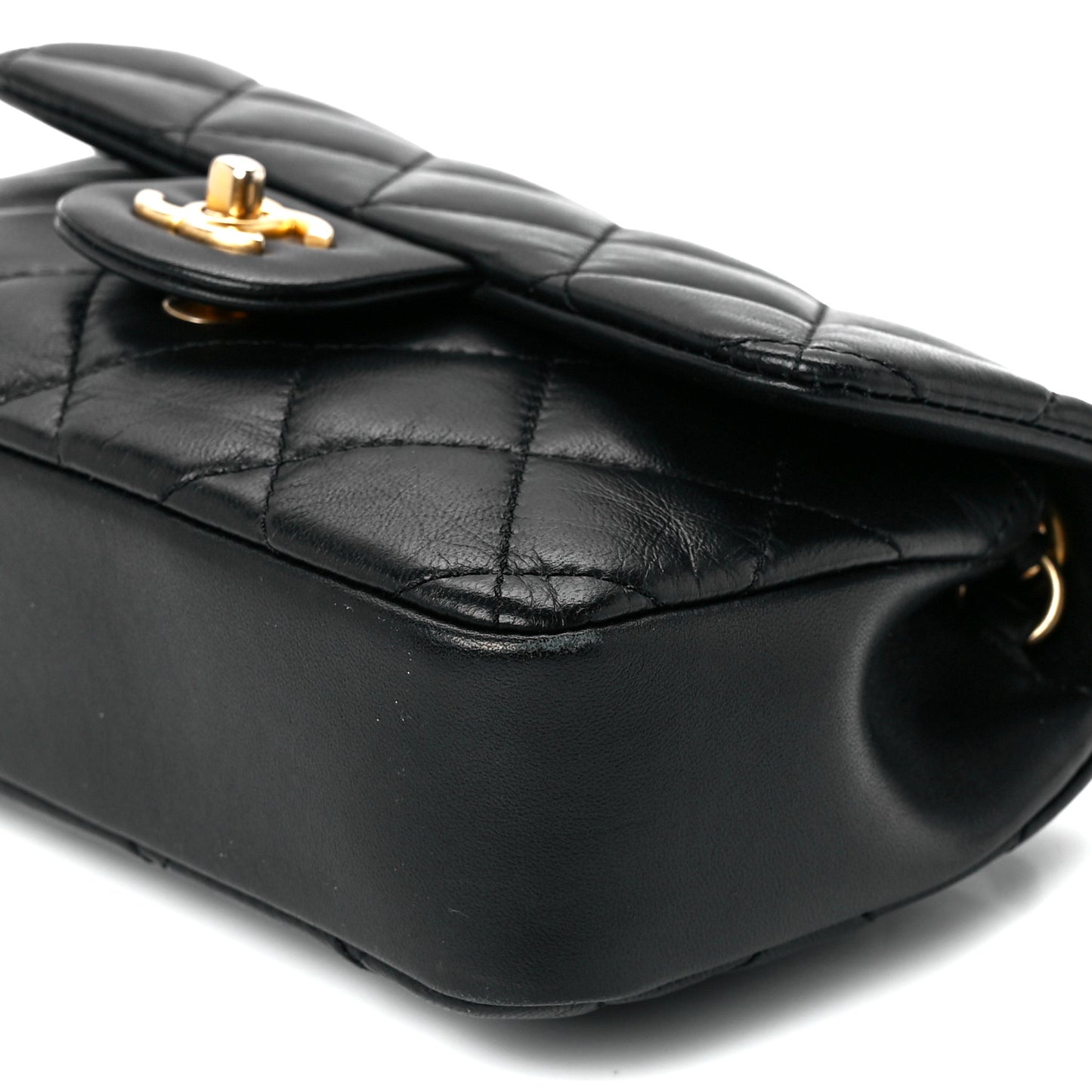 Lambskin Quilted Mini Heart Charms Flap Black