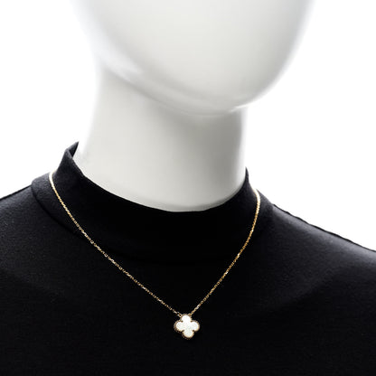 Van Cleef & Arpels 18K Yellow Gold Mother of Pearl Vintage Alhambra Pendant Necklace 2 of 6