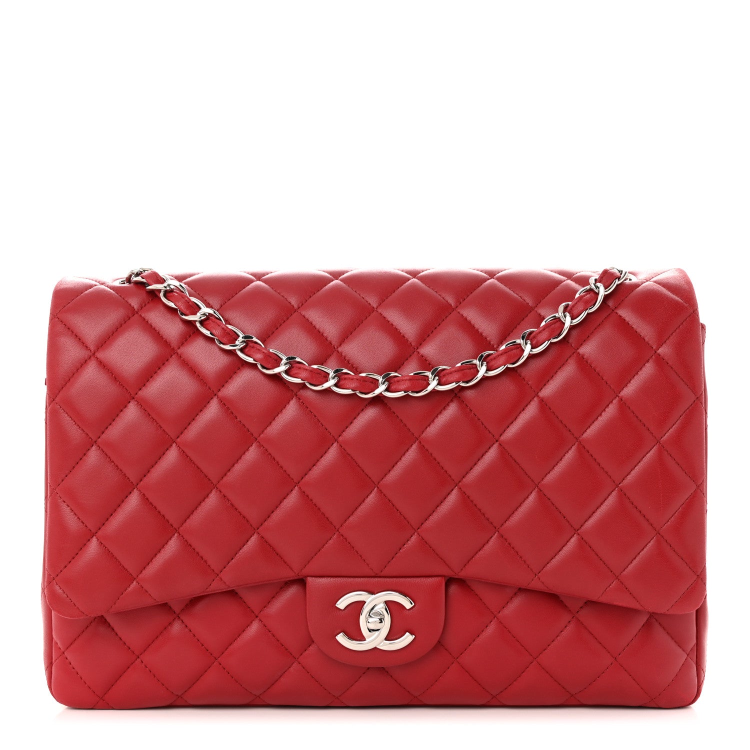 Chanel Lambskin Quilted Maxi Double Flap Red 1 of 13