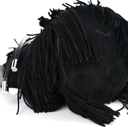 Christian Louboutin Suede Calfskin Fringe Marie Jane Bucket Black 5 of 8