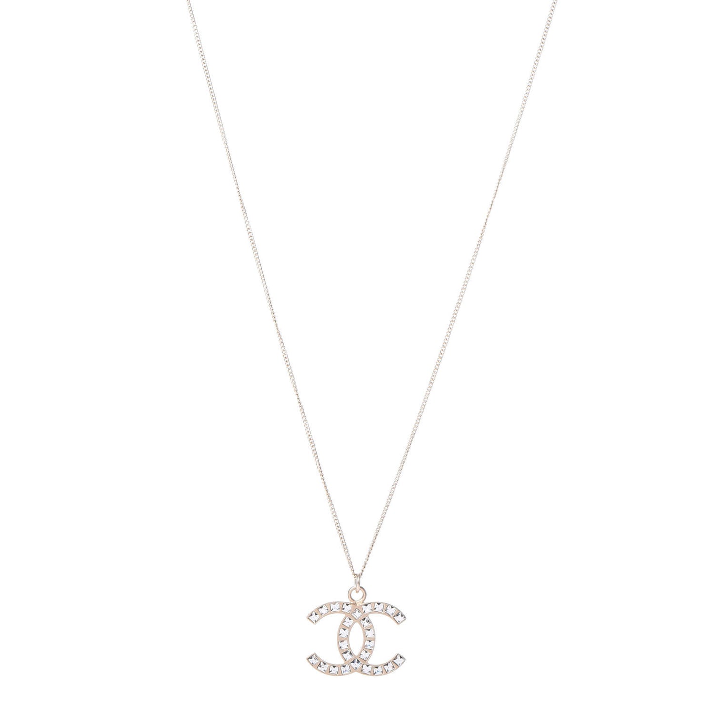 Baguette Crystal CC Necklace Light Gold