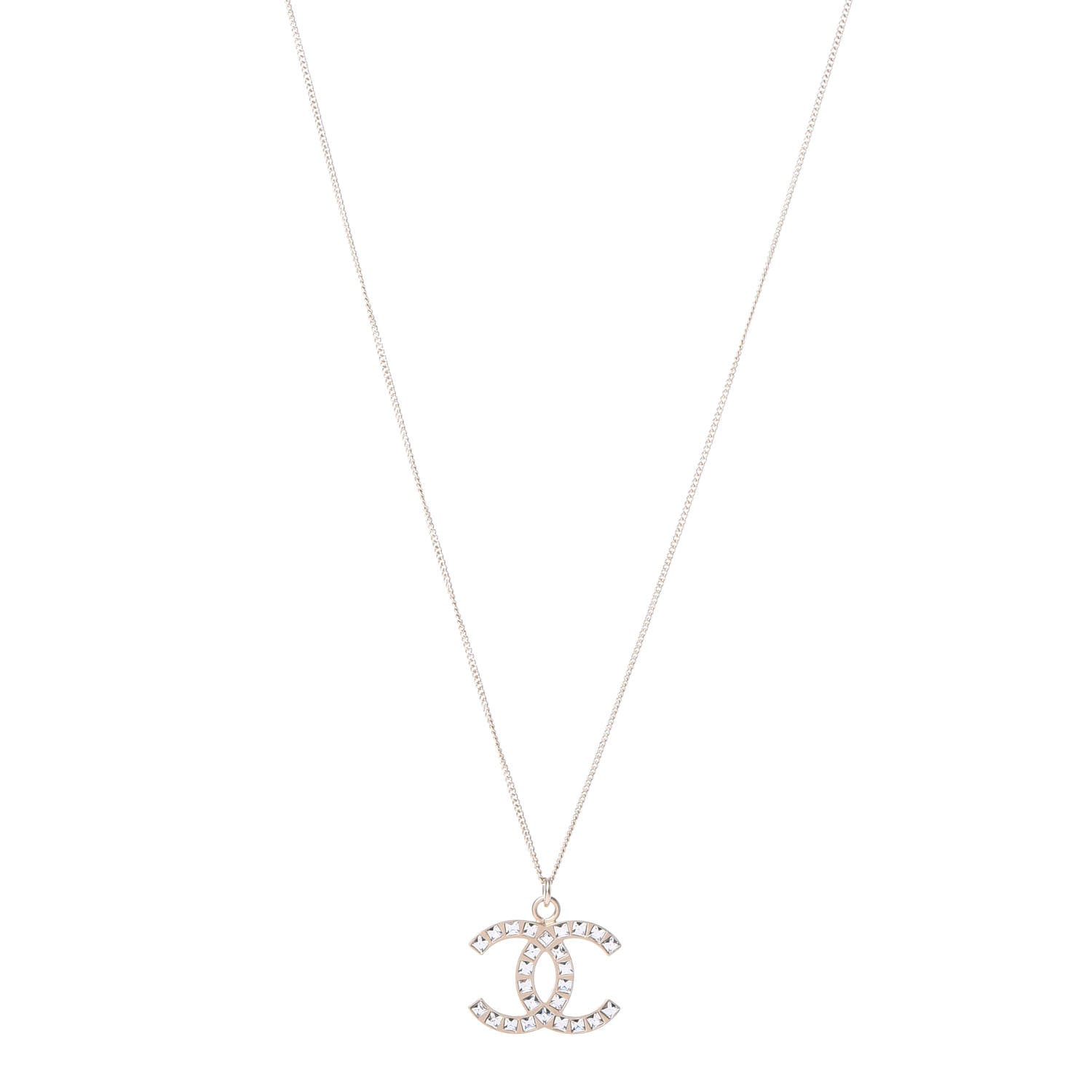 Chanel Baguette Crystal CC Necklace Light Gold 1 of 4