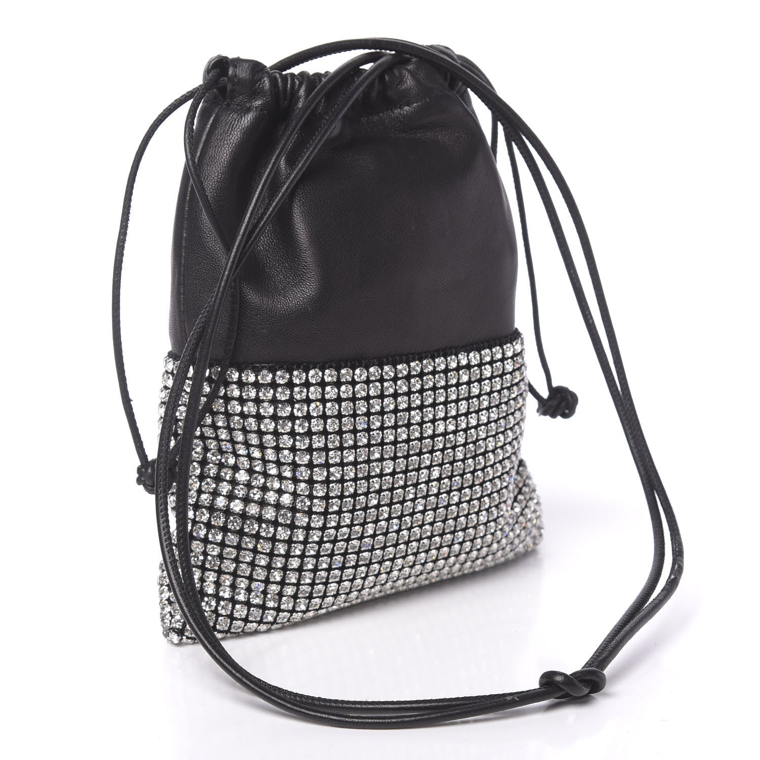 Alexander Wang Lambskin Crystal Rhinestone Ryan Mini Drawstring Bag Black 3 of 10
