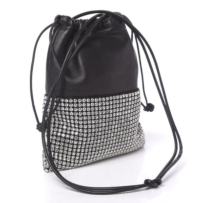Alexander Wang Lambskin Crystal Rhinestone Ryan Mini Drawstring Bag Black 3 of 10