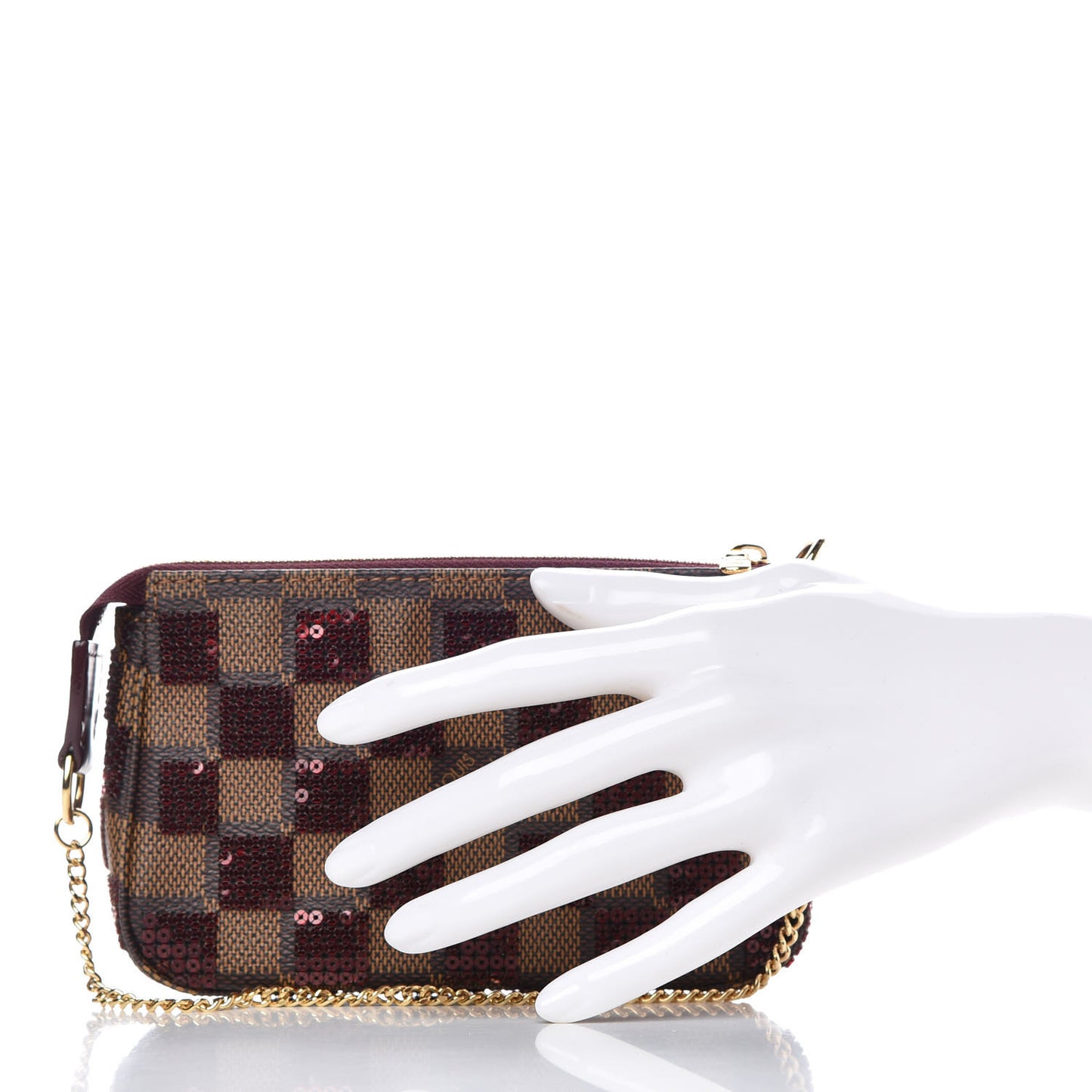 Damier Paillettes Mini Pochette Accessories Red