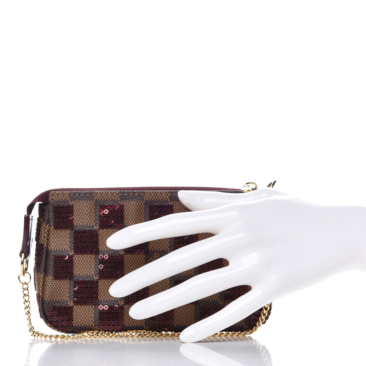 Louis Vuitton Damier Paillettes Mini Pochette Accessories Red 2 of 8