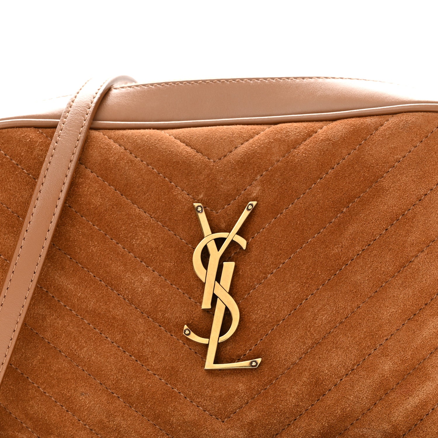 Saint Laurent Suede Matelasse Monogram Lou Camera Bag Cinnamon 7 of 9