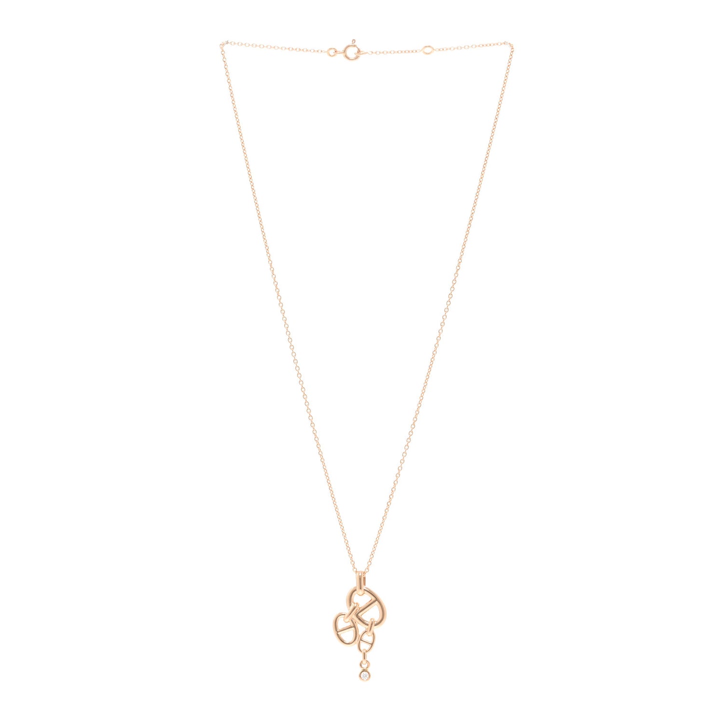 18K Rose Gold Diamond Chaine D'Ancre Enchainee Necklace MM