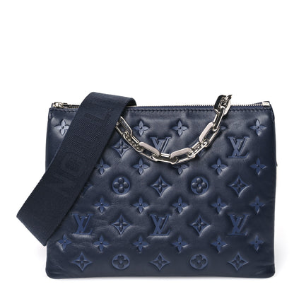 Louis Vuitton Lambskin Embossed Monogram Coussin PM Navy 1 of 9