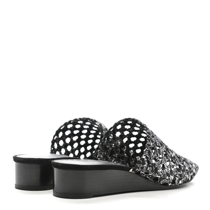 Hermes Silk Toscane Tressee Astrologie Print Mules 38.5 Black White 4 of 8