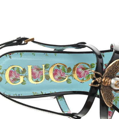 Gucci Patent Calfskin Bee Thong Sandals 36 Black 7 of 9