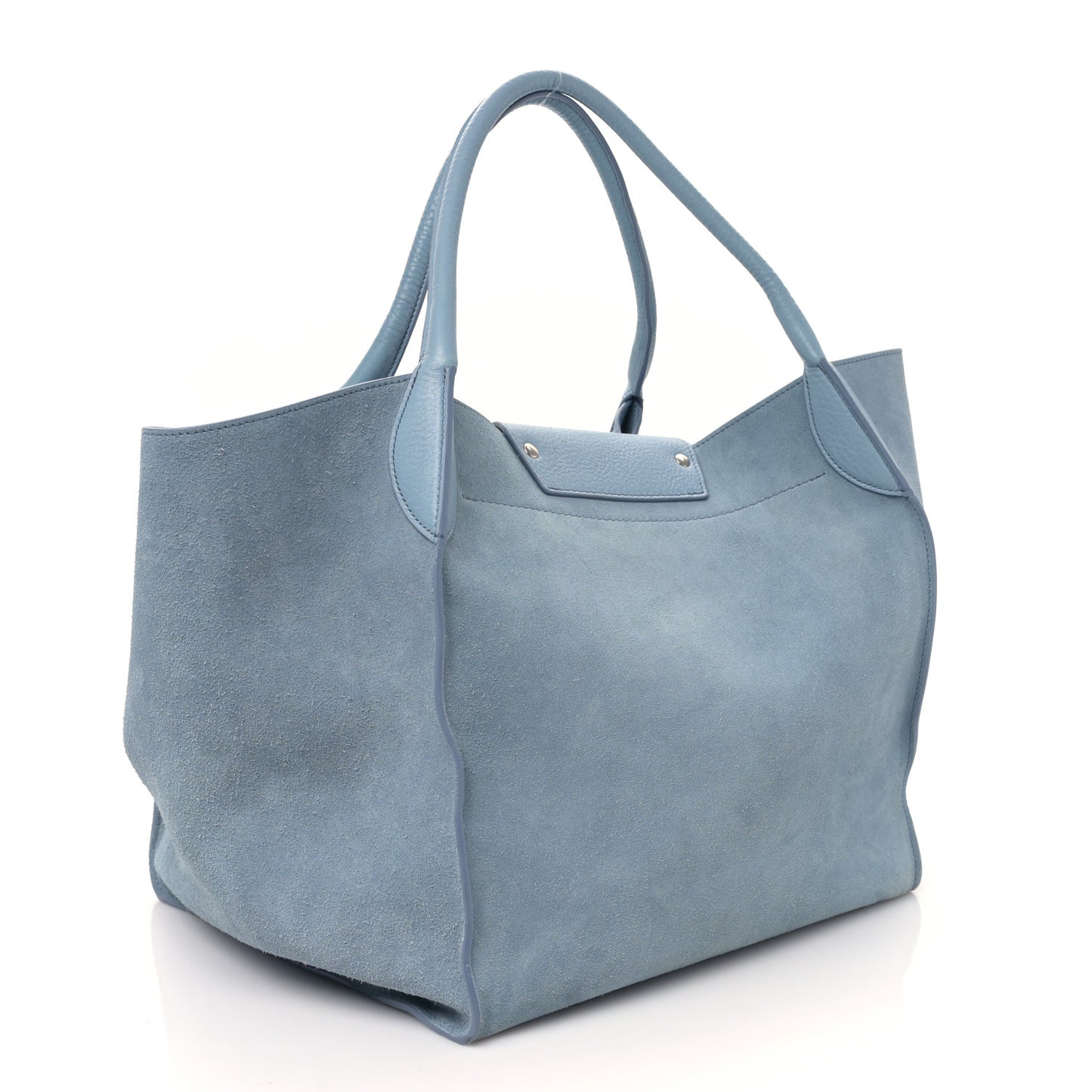 Suede Supple Grained Calfskin Medium Big Bag Medium Blue