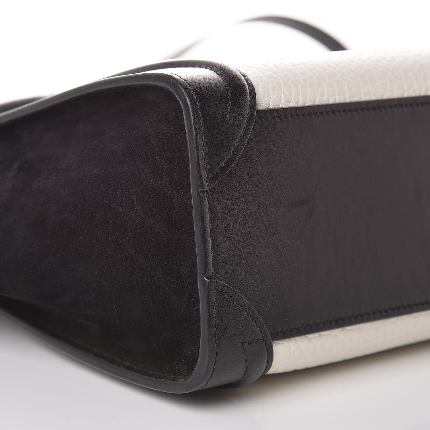 Celine Bullhide Calfskin Nubuck Bi-Color Nano Luggage Black White 10 of 11