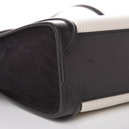 Celine Bullhide Calfskin Nubuck Bi-Color Nano Luggage Black White 10 of 11