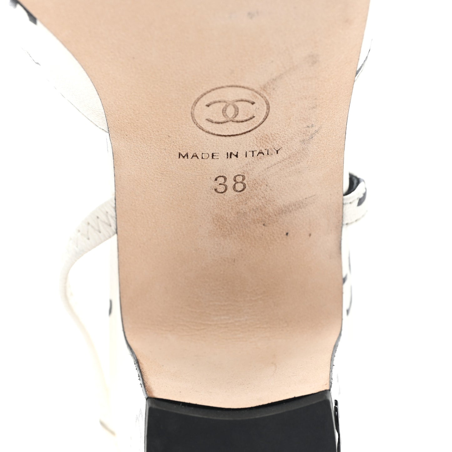 Printed Lambskin Cap Toe CC Slingback Pumps 38 Black White