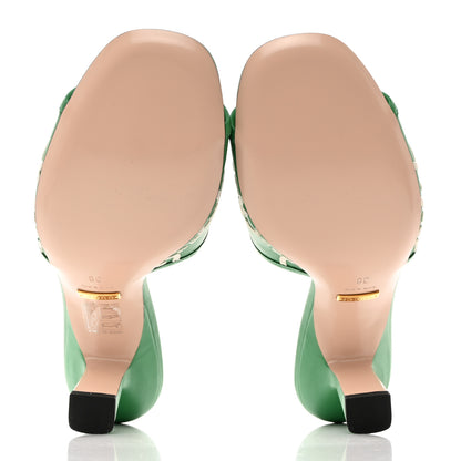 Gucci X ADIDAS Nappa Charlotte Suede Monogram Jumbo GG Trefoil 75mm Slide Sandals 37 New Shamarock Ivoire 5 of 9