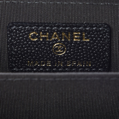 Chanel Metallic Caviar Chevron Quilted Vintage Mademoiselle Zip Coin Purse Dark Grey 8 of 10