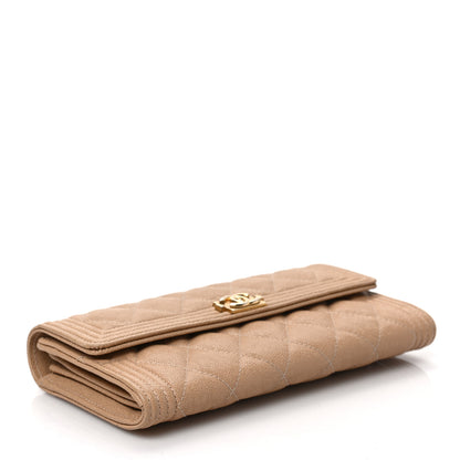 Chanel Caviar Quilted Large Boy Gusset Flap Wallet Beige 4 of 8