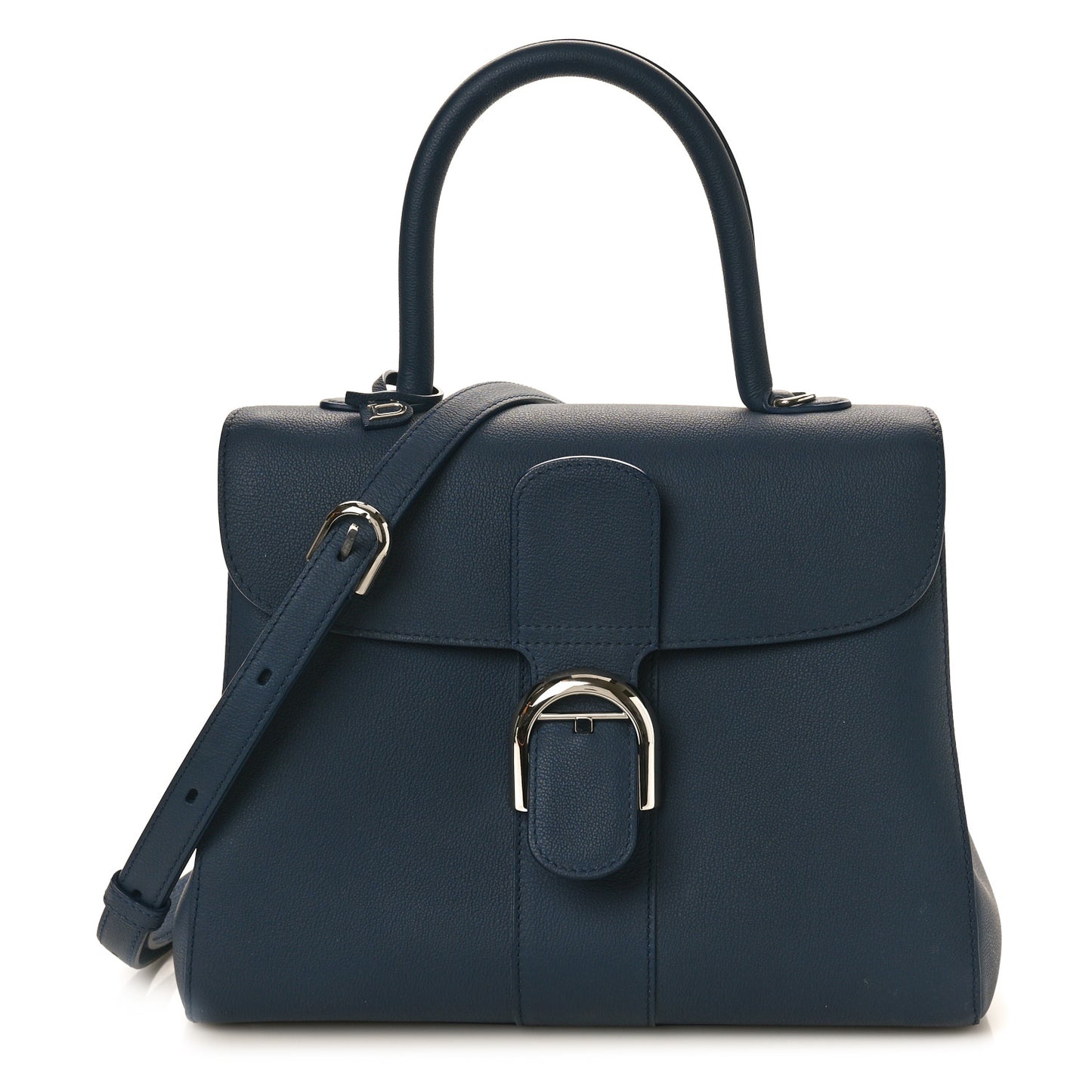 Grained Calfskin MM Brillant Satchel Navy