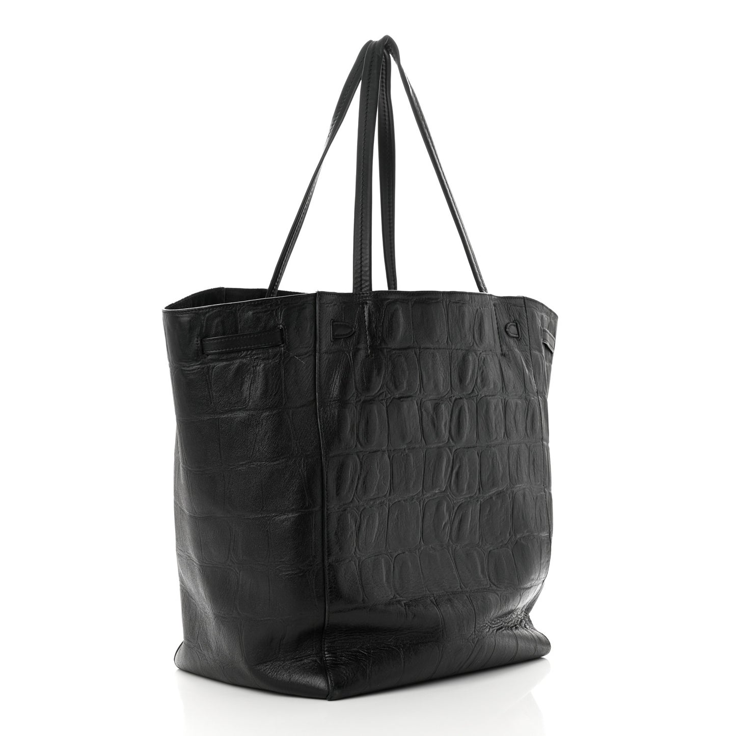 Crocodile Embossed Calfskin Medium Belt Cabas Phantom Black