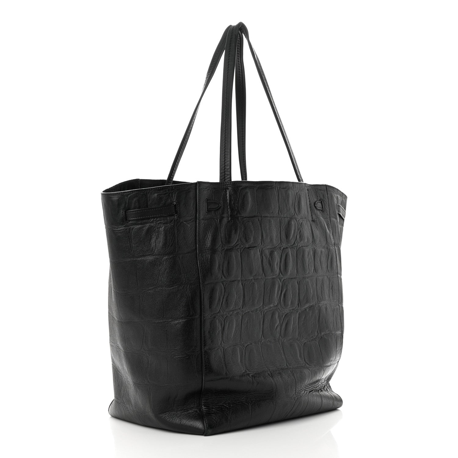 Celine Crocodile Embossed Calfskin Medium Belt Cabas Phantom Black 3 of 12