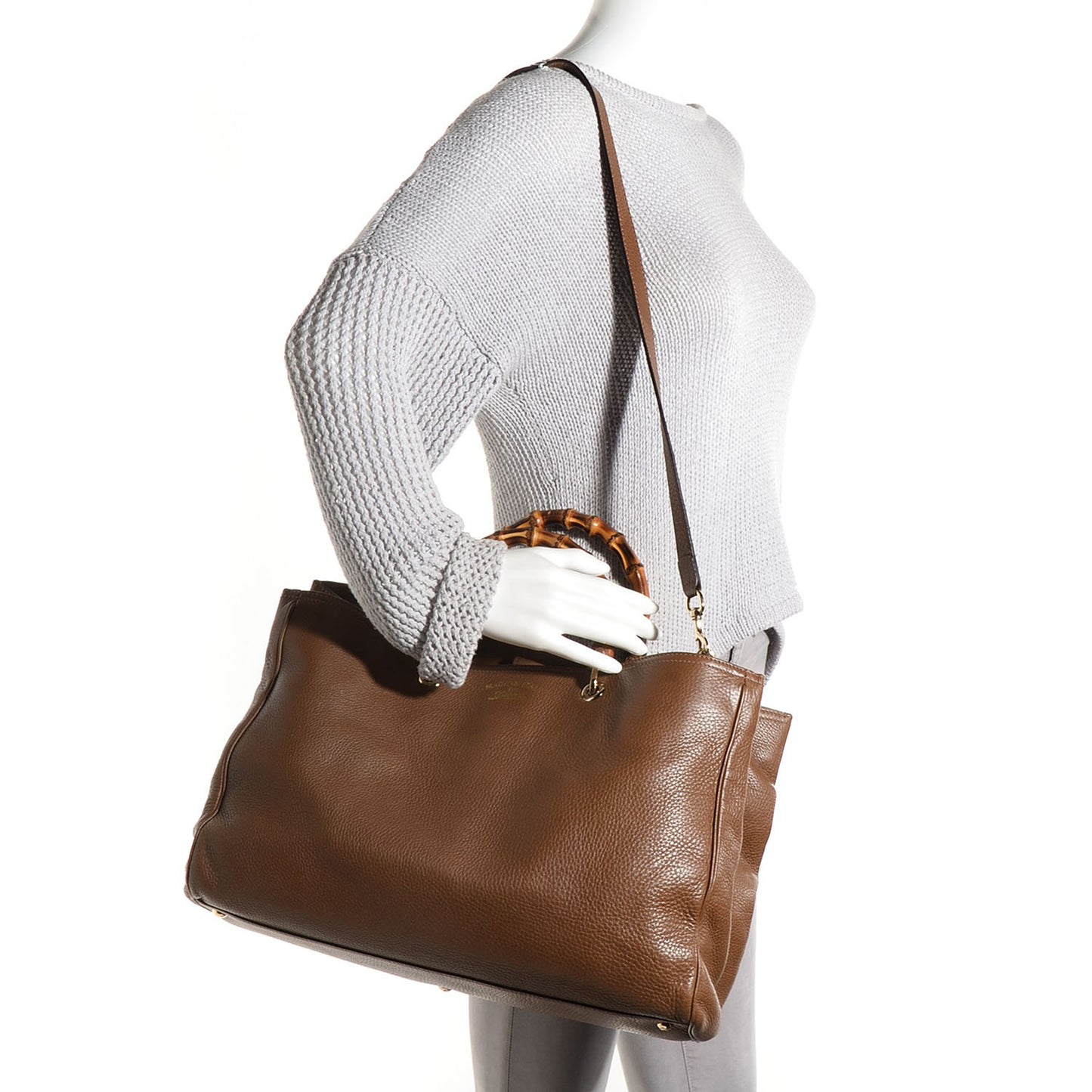 Cellarius Calfskin Large Bamboo Shopper Tote Acero
