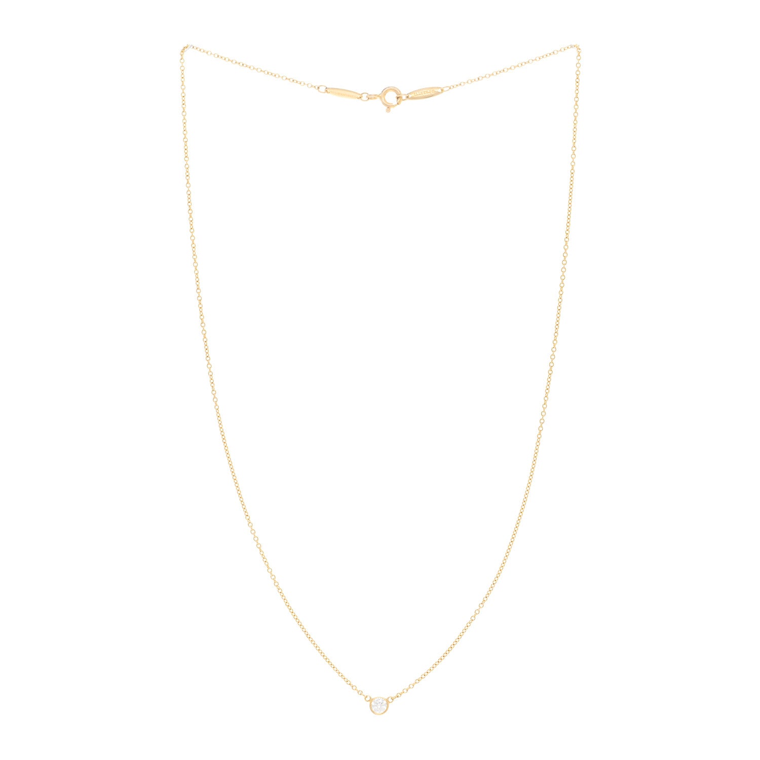 Tiffany 18K Yellow Gold Diamond .16ct Elsa Peretti Diamonds by the Yard Pendant Necklace 3 of 5