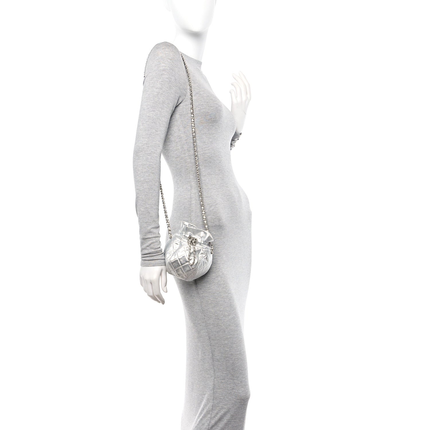 Chanel Metallic Aged Calfskin Quilted Small Gabrielle Bucket Silver 2 of 10
