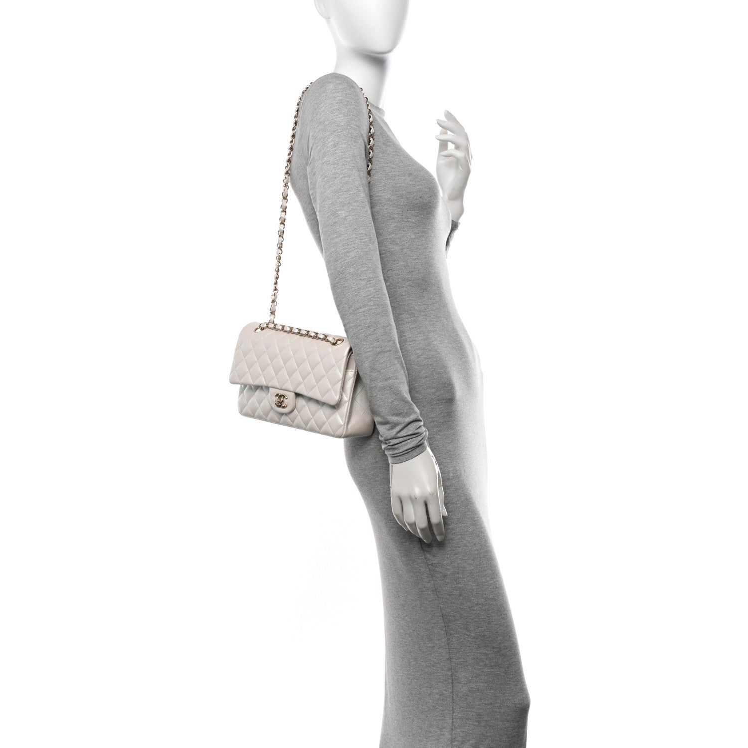 Chanel Iridescent Calfskin Quilted Medium Double Flap White 2 of 12