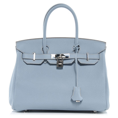 Hermes Taurillon Clemence Birkin 30 Bleu Lin 1 of 10