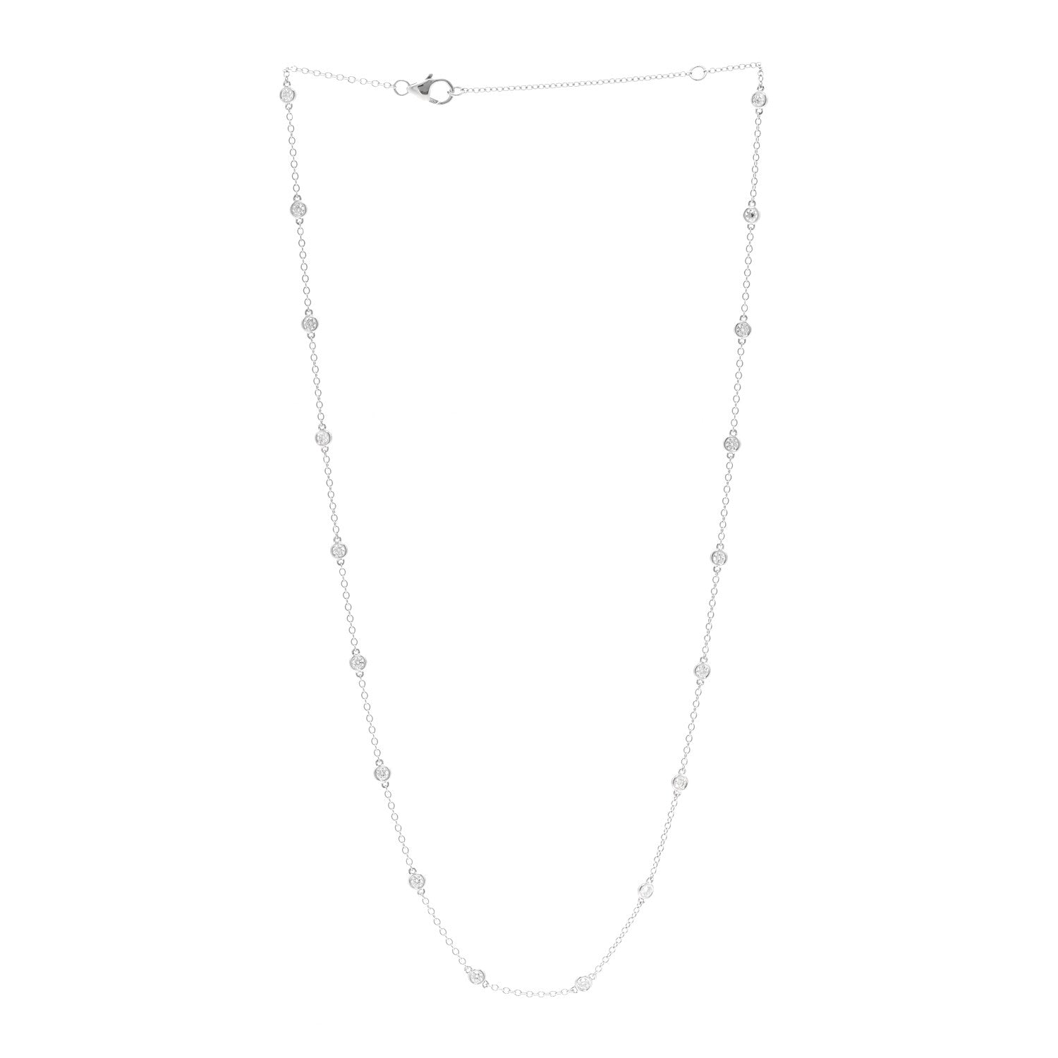 Parker & West by FASHIONPHILE 18K White Gold Diamond 1.05ctw Bezel Station Necklace 3 of 4