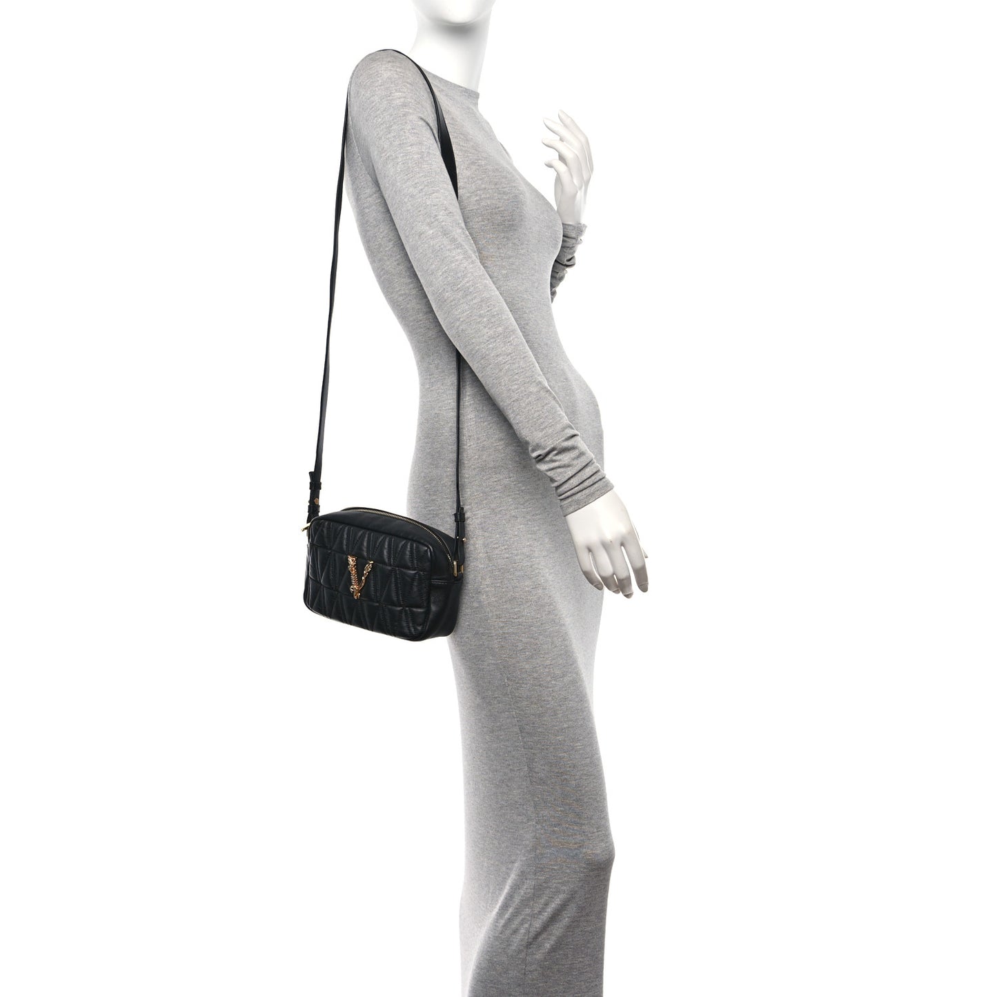 Nappa Quilted Virtus Shoulder Bag Black