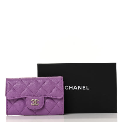 Chanel Caviar Quilted Flap Card Holder Wallet Purple 11 of 11