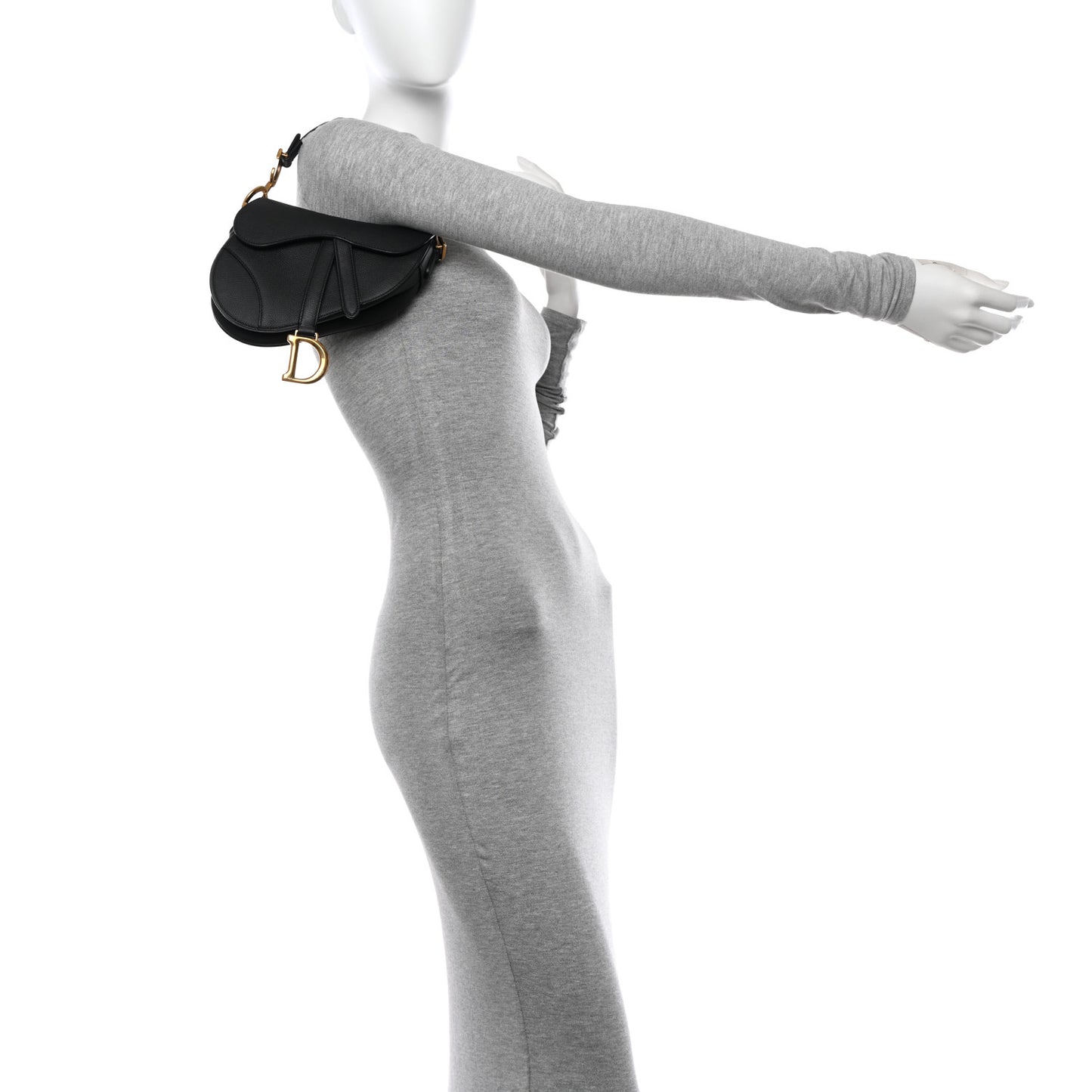Grained Calfskin Mini Saddle Bag Black