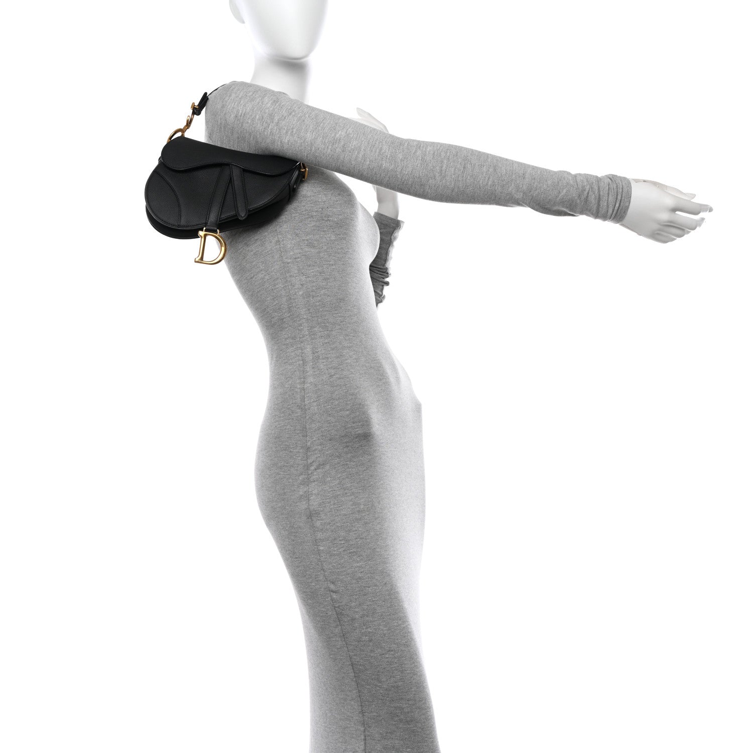Christian Dior Grained Calfskin Mini Saddle Bag Black 2 of 12