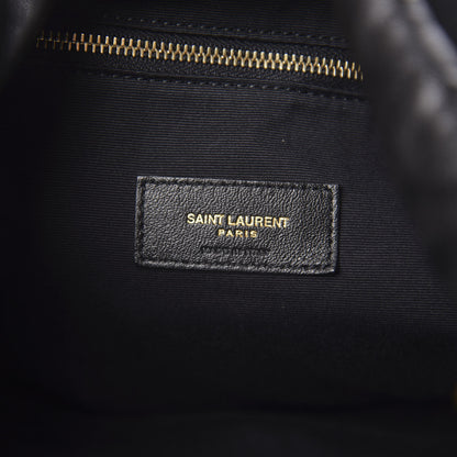 Saint Laurent Canvas Calfskin Bandana Teddy Drawstring Bag Black 6 of 9