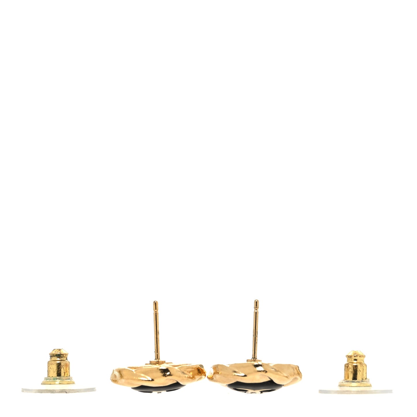 Resin CC Round Earrings Gold Black