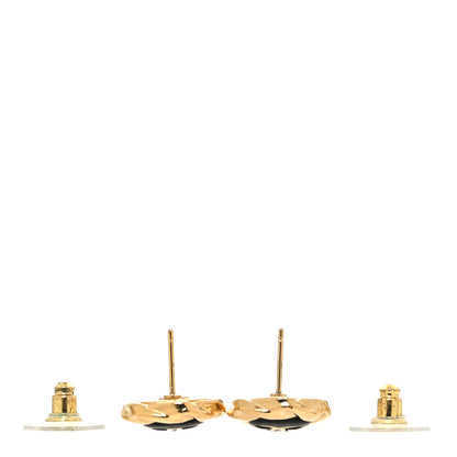 Chanel Resin CC Round Earrings Gold Black 3 of 4